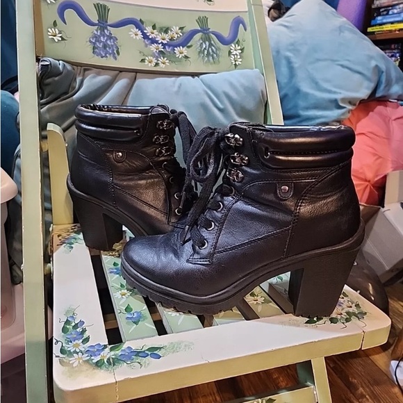 Joe Boxer Black Block Heel Ankle Boots Vintage - 8 - Picture 2 of 14